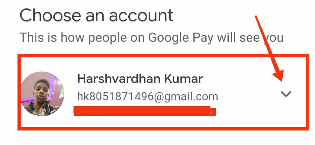 Google Pay में यह अकाउंट बनाने में ईमेल select