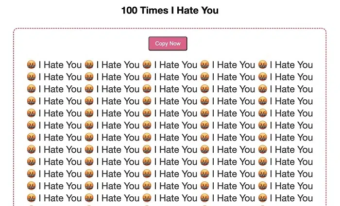 100 Times I Hate You Copy Paste