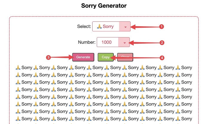 1000 Times Sorry Copy and Paste