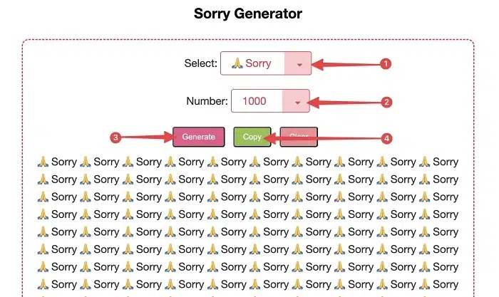 1000 Times Sorry Copy and Paste