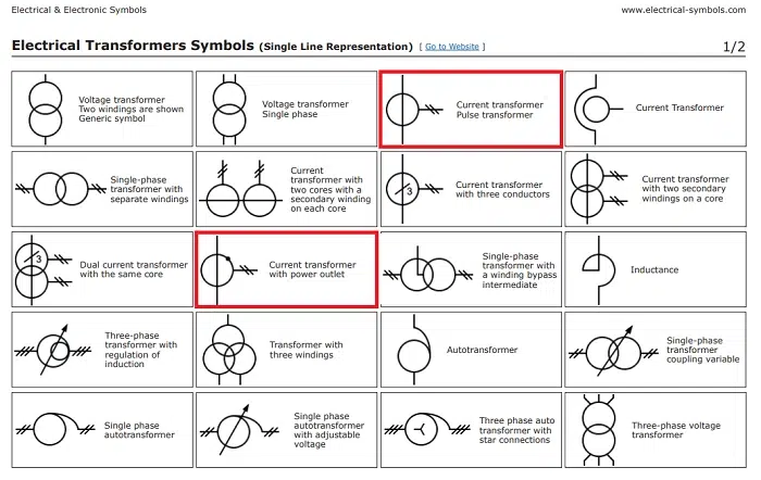 Current Transformer Symbol in Schematics