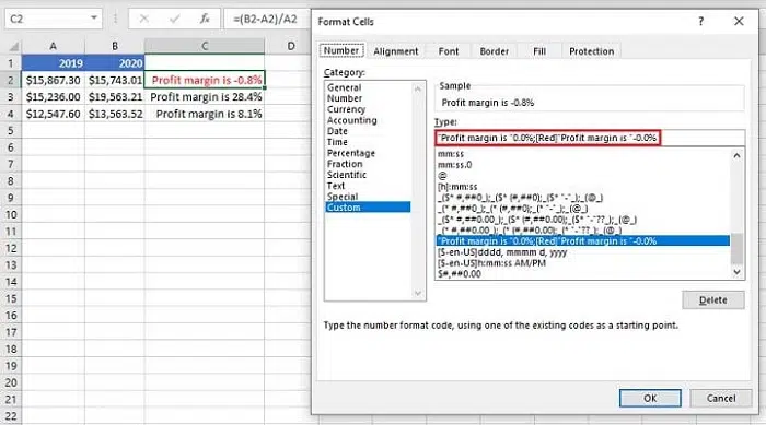 Use Custom Number Format